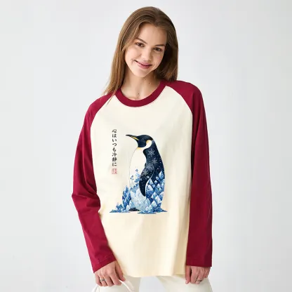 Tokyo-Tiger Keep Calm Penguin Raglan Long Sleeve T-shirt