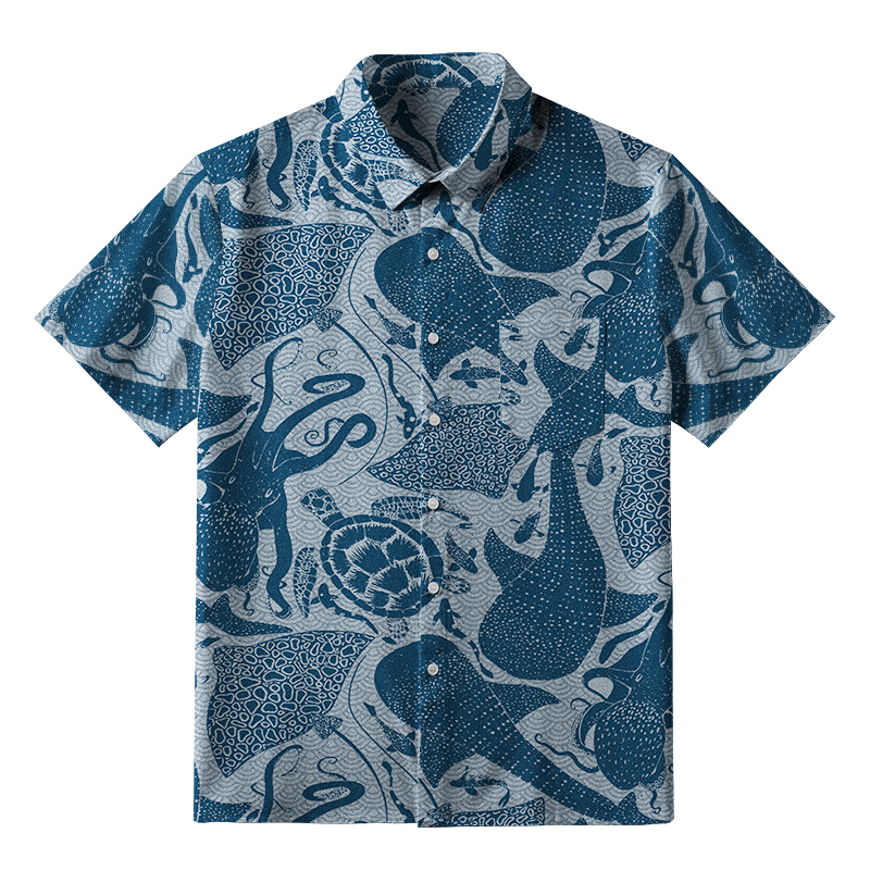 Tokyo-Tiger Marine Life Button-up Shirt