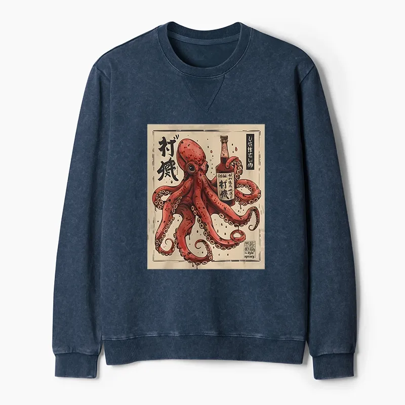 Tokyo-Tiger Osaka Saké Octopus Washed Terry Sweatshirt