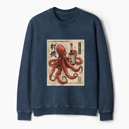 Tokyo-Tiger Osaka Saké Octopus Washed Terry Sweatshirt