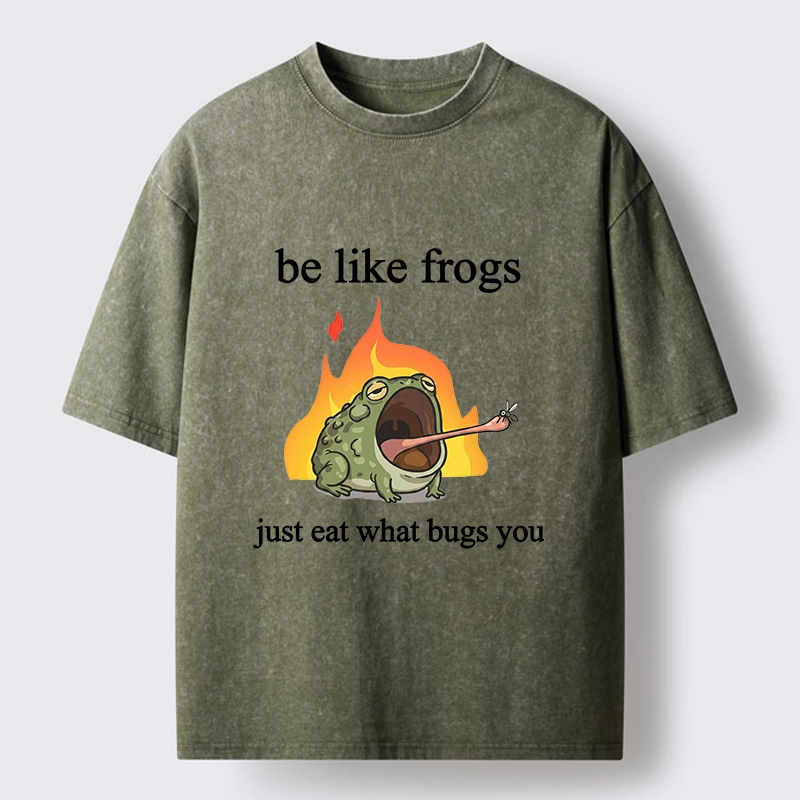 Tokyo‑Tiger Funny Fire Frog Meme Washed T‑Shirt