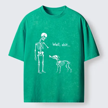 Tokyo-Tiger Skeleton Surprise Joke Washed T-Shirt