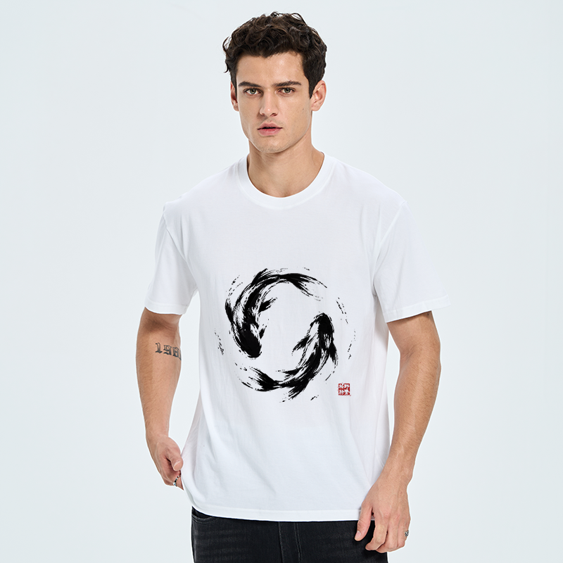 Tokyo-Tiger Ink Koi Fish Circle Classic T-Shirt