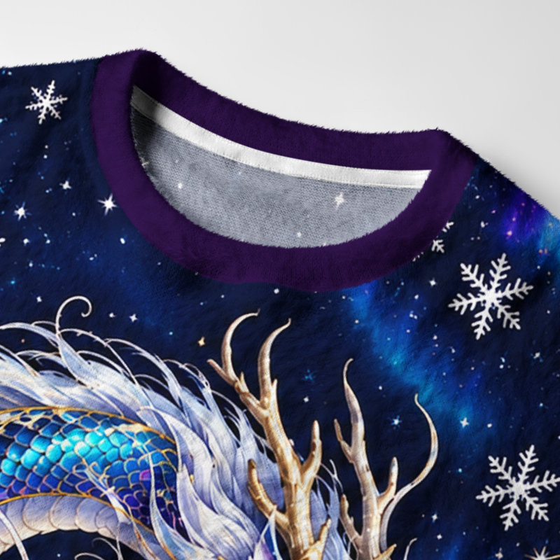 Tokyo-Tiger Magic Christmas Dragon Fuzzy Christmas Ugly Sweatshirt