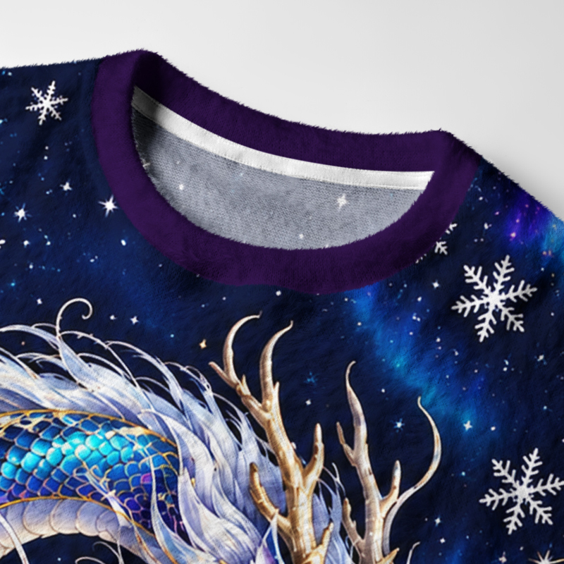 Tokyo-Tiger Magic Christmas Dragon Fuzzy Christmas Ugly Sweatshirt