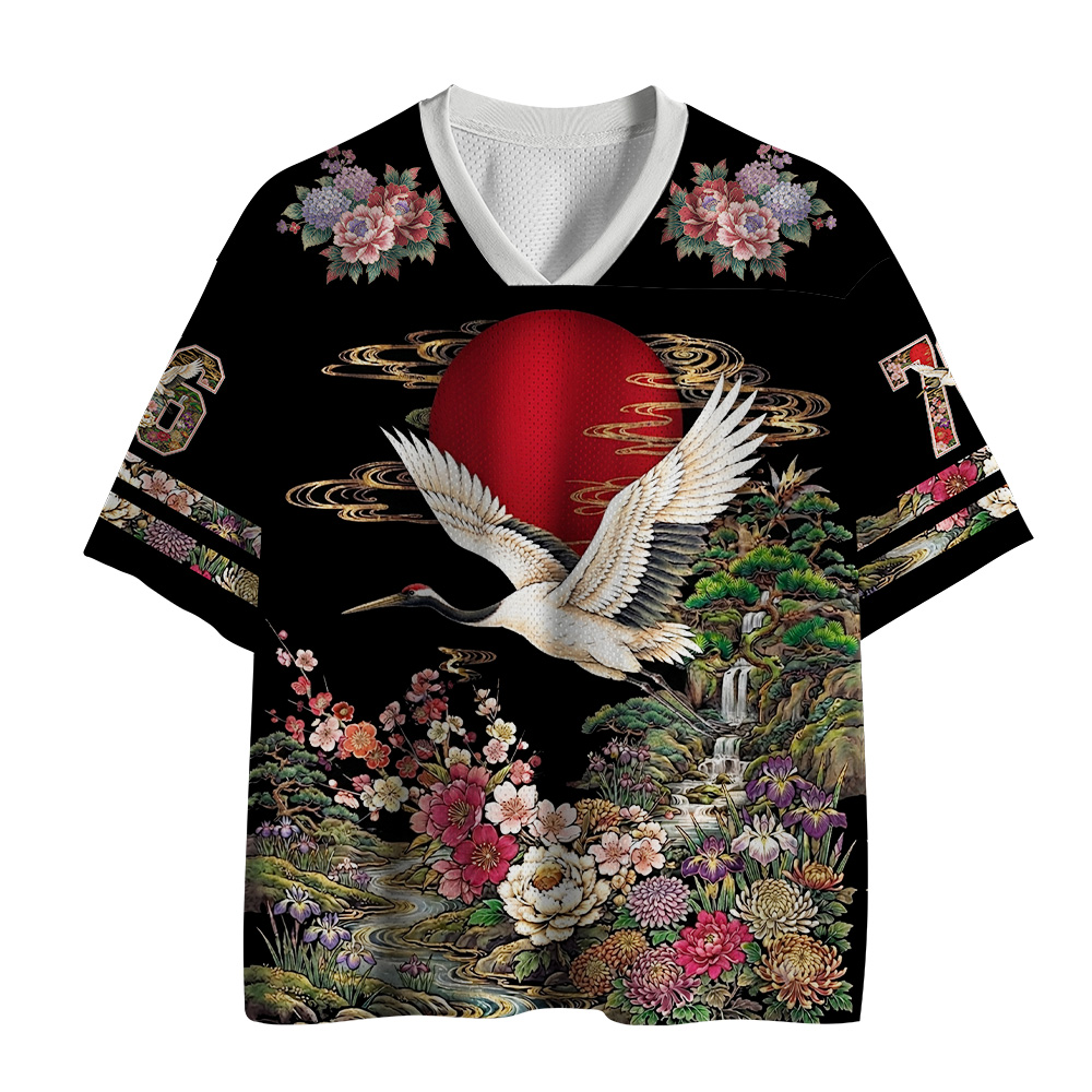 Tokyo-Tiger Japanese Sun Peony Crane Mesh Jersey