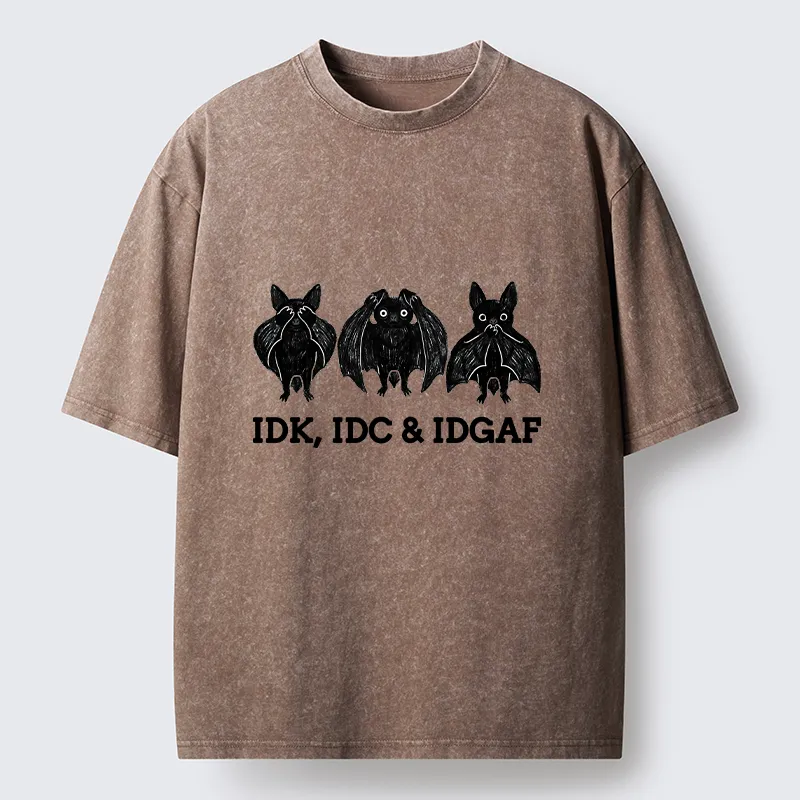 Tokyo-Tiger Three Wise Bats Funny Meme Washed T-Shirt