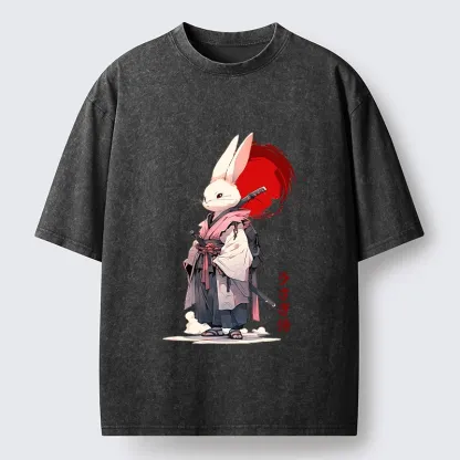 Tokyo‑Tiger Samurai Rabbit Washed T‑Shirt