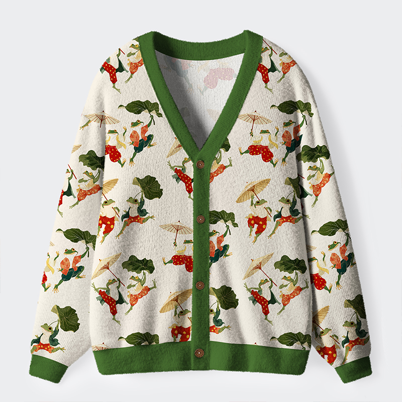 Tokyo-Tiger Waltz Of The Frogs Ugly Cardigan Sweater