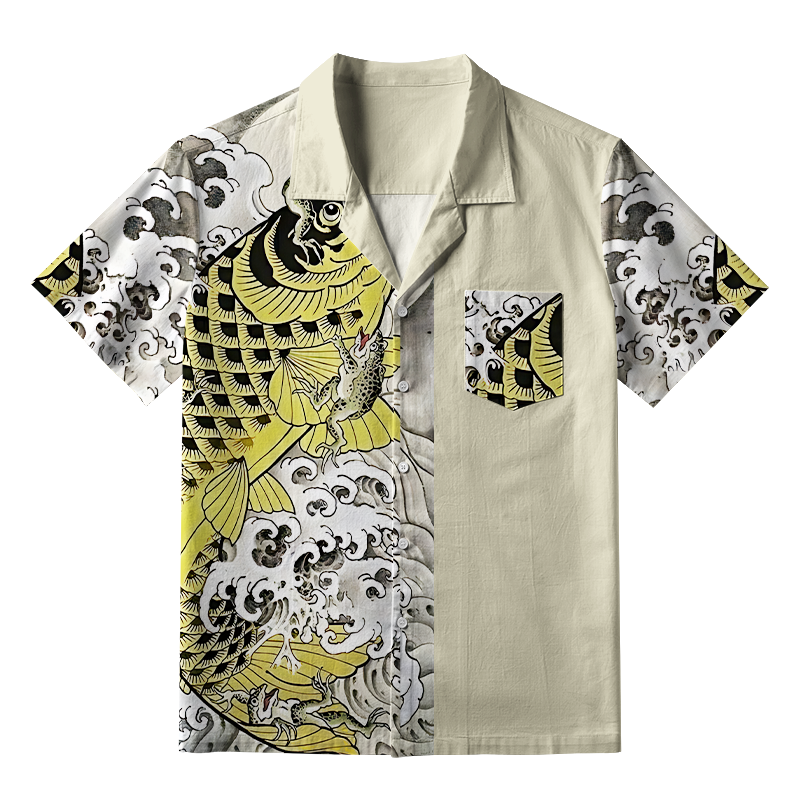 Tokyo-Tiger Funny Frog Riding Koi Aloha Hawaiian Shirt