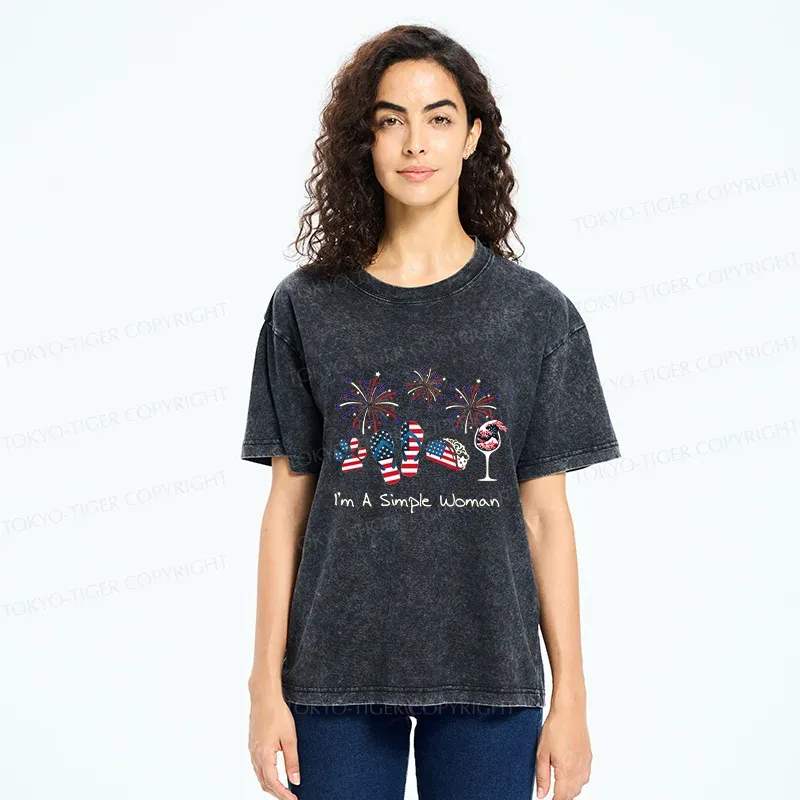 Tokyo-Tiger Celebrate Independence Day Washed T-Shirt