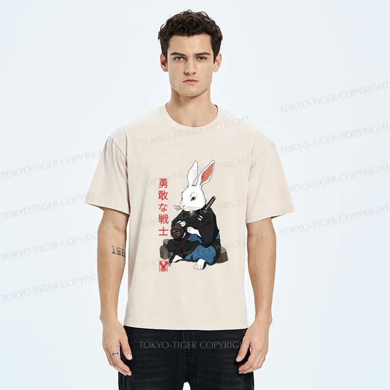 Tokyo-Tiger Rabbit Samurai Washed T-Shirt