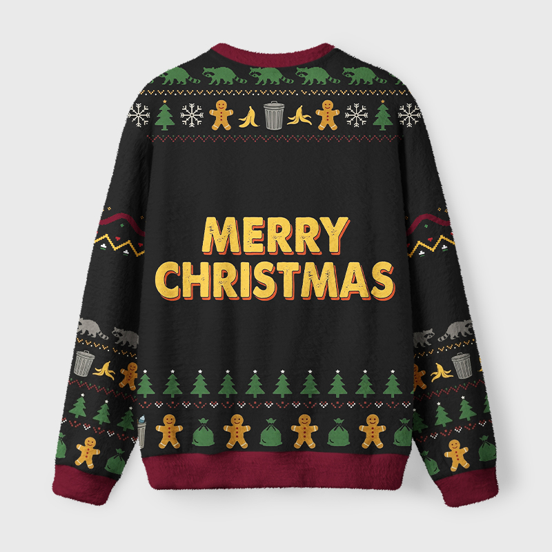 Tokyo-Tiger Funny Trash Raccoon Meme Fuzzy Christmas Ugly Sweatshirt