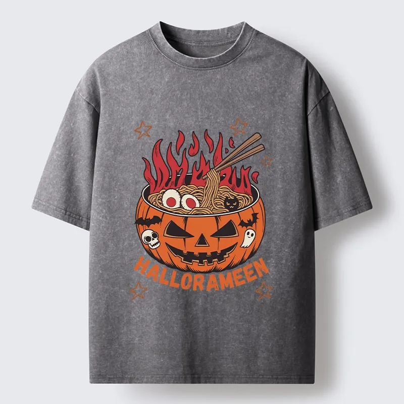 Tokyo‑Tiger Spooky Ramen Bowl Washed T‑Shirt