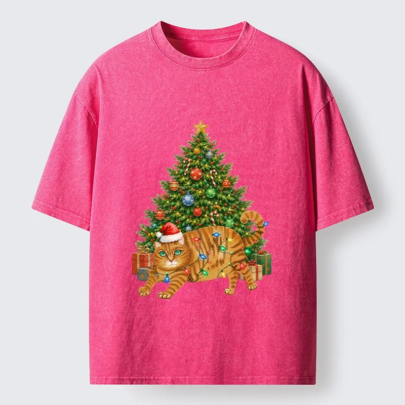 Tokyo‑Tiger Christmas Cat Chaos Washed T‑Shirt
