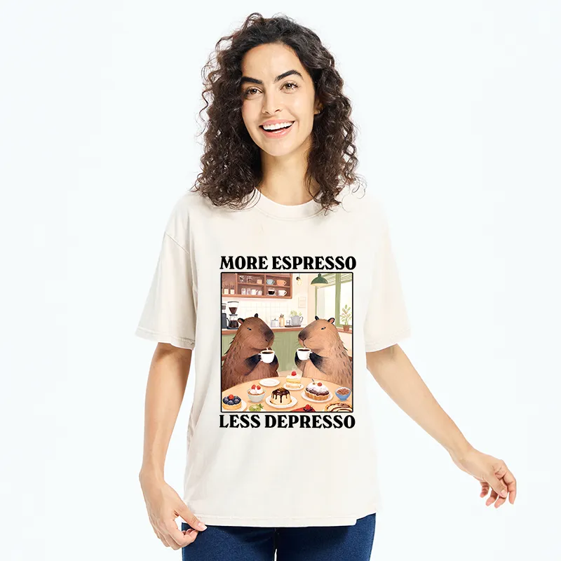 Tokyo-Tiger Capybaras Drink More Coffee Washed T-Shirt