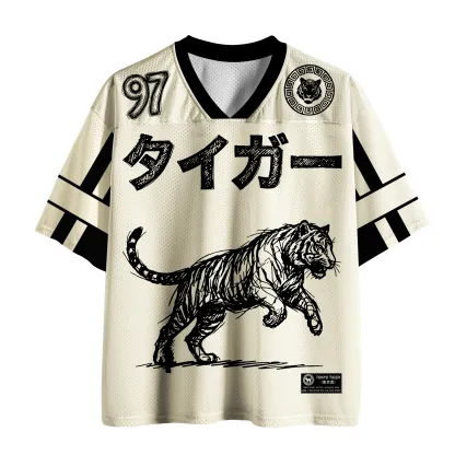 Tokyo-Tiger Monochrome Tiger Line Art Mesh Jersey