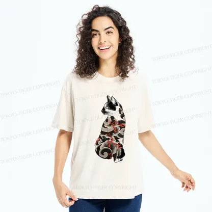 Tokyo-Tiger Tattoo Cat Washed T-Shirt