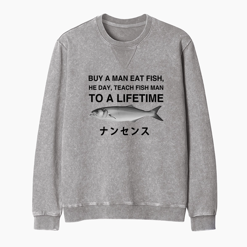 Tokyo-Tiger Funny To A Lifetime Washed Terry Sweatshirt