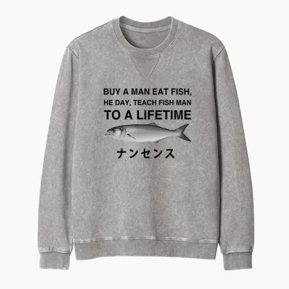 Tokyo-Tiger Funny To A Lifetime Washed Terry Sweatshirt