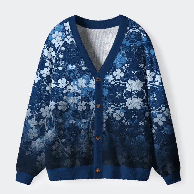 Tokyo-Tiger Midnight Blossoms Ugly Cardigan Sweater