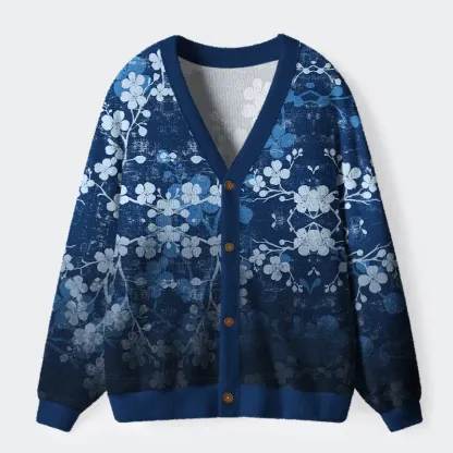 Tokyo-Tiger Midnight Blossoms Ugly Cardigan Sweater