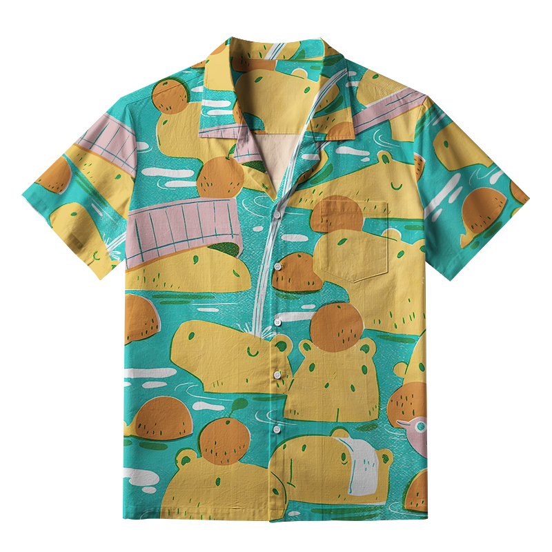 Tokyo-Tiger Cute Capybaras Taking A Bath Aloha Hawaiian Shirt