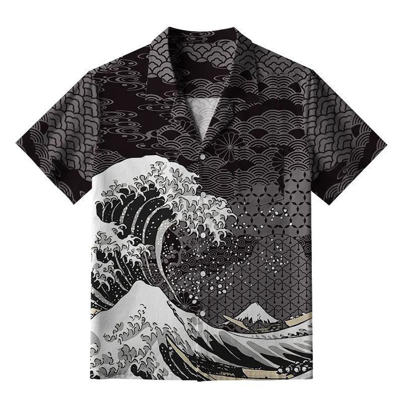 Tokyo-Tiger Great Wave Off Fuji Aloha Hawaiian Shirt Sale