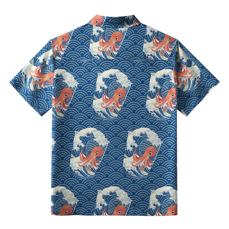 Tokyo-Tiger Great Wave Off Octopus Button-up Shirt