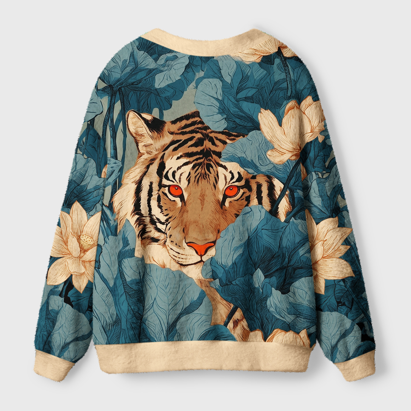 Tokyo-Tiger Jungle Whisper: Silent Tiger Ugly Cardigan Sweater