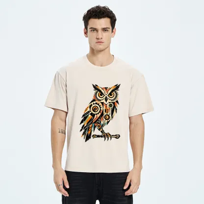 Tokyo-Tiger Mechanic Gear Art Owl Washed T-Shirt