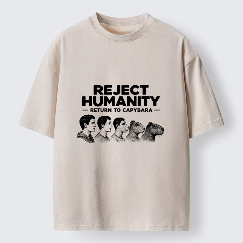 Tokyo‑Tiger Funny Capybara Evolution Meme Washed T‑Shirt Sale