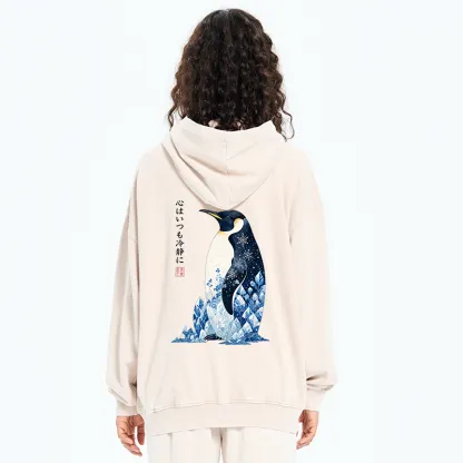Tokyo-Tiger Keep Calm Penguin Washed Zip Hoodie