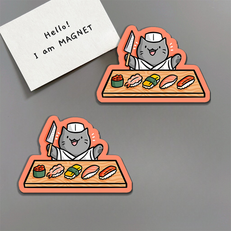 Tokyo-Tiger Cat Making Sushi Fridge Magnet