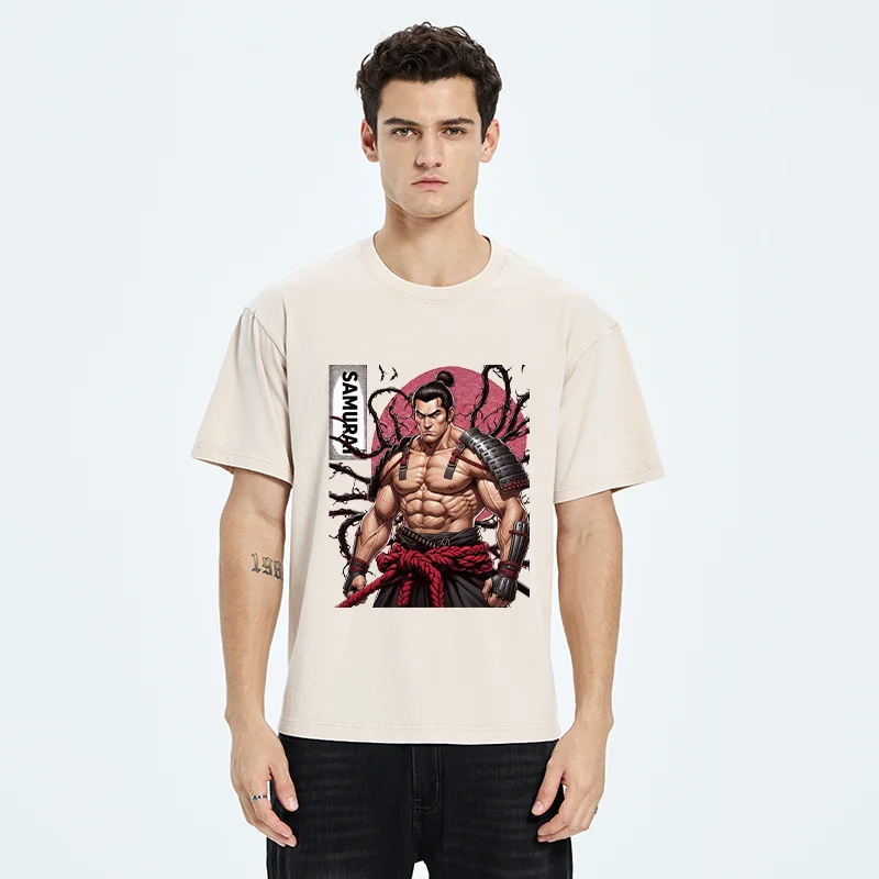 Tokyo-Tiger Strong Japanese Samurai Washed T-Shirt