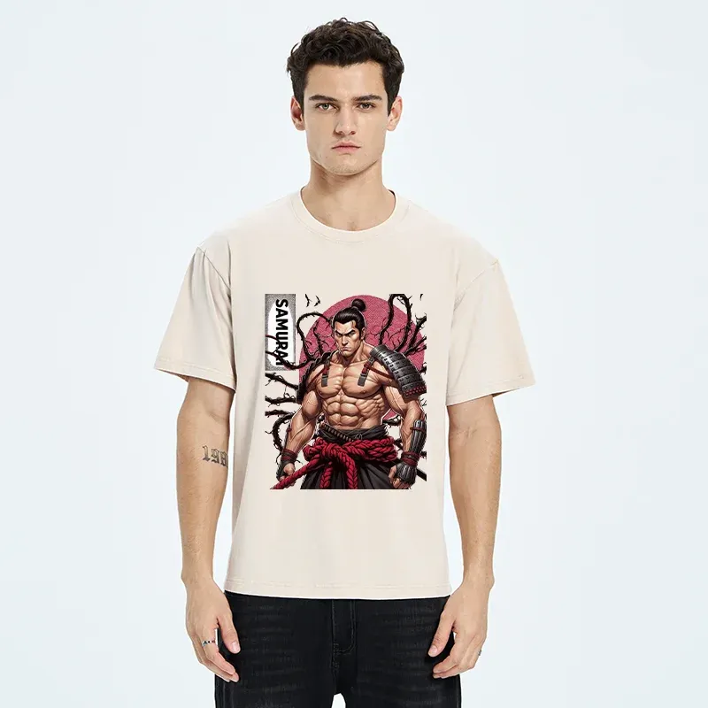 Tokyo-Tiger Strong Japanese Samurai Washed T-Shirt