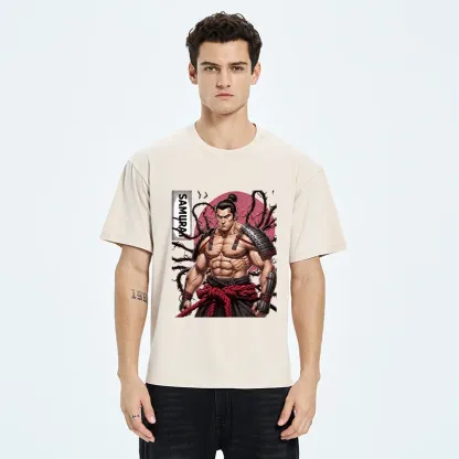 Tokyo-Tiger Strong Japanese Samurai Washed T-Shirt