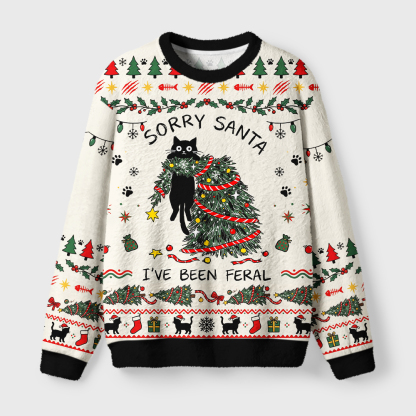 Tokyo-Tiger Funny Wild Cat Christmas Chaos Fuzzy Christmas Ugly Sweatshirt