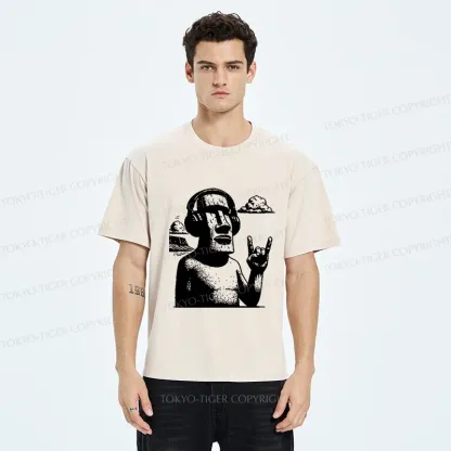 Tokyo-Tiger Rock Easter Island Statues Washed T-Shirt