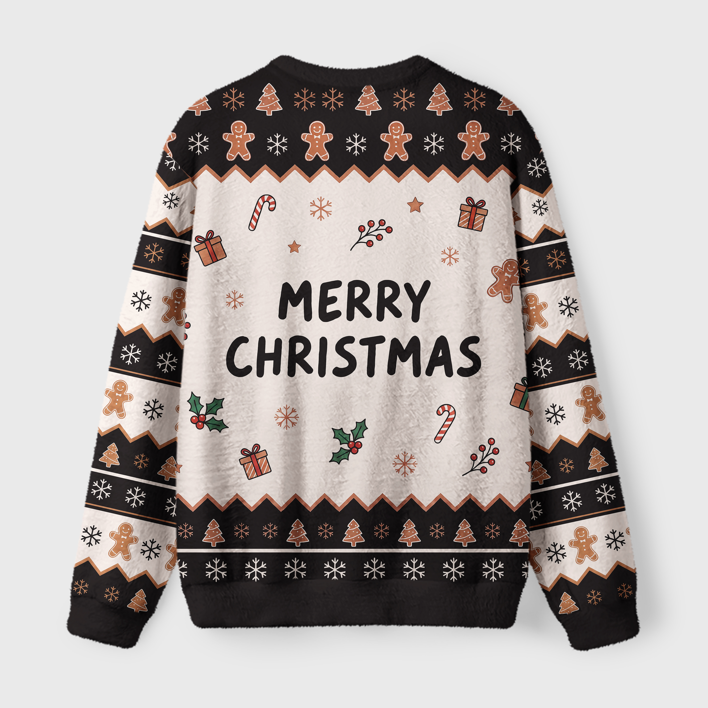 Tokyo-Tiger Funny Gingerbread Warrior Crocodile Fuzzy Christmas Ugly Sweatshirt