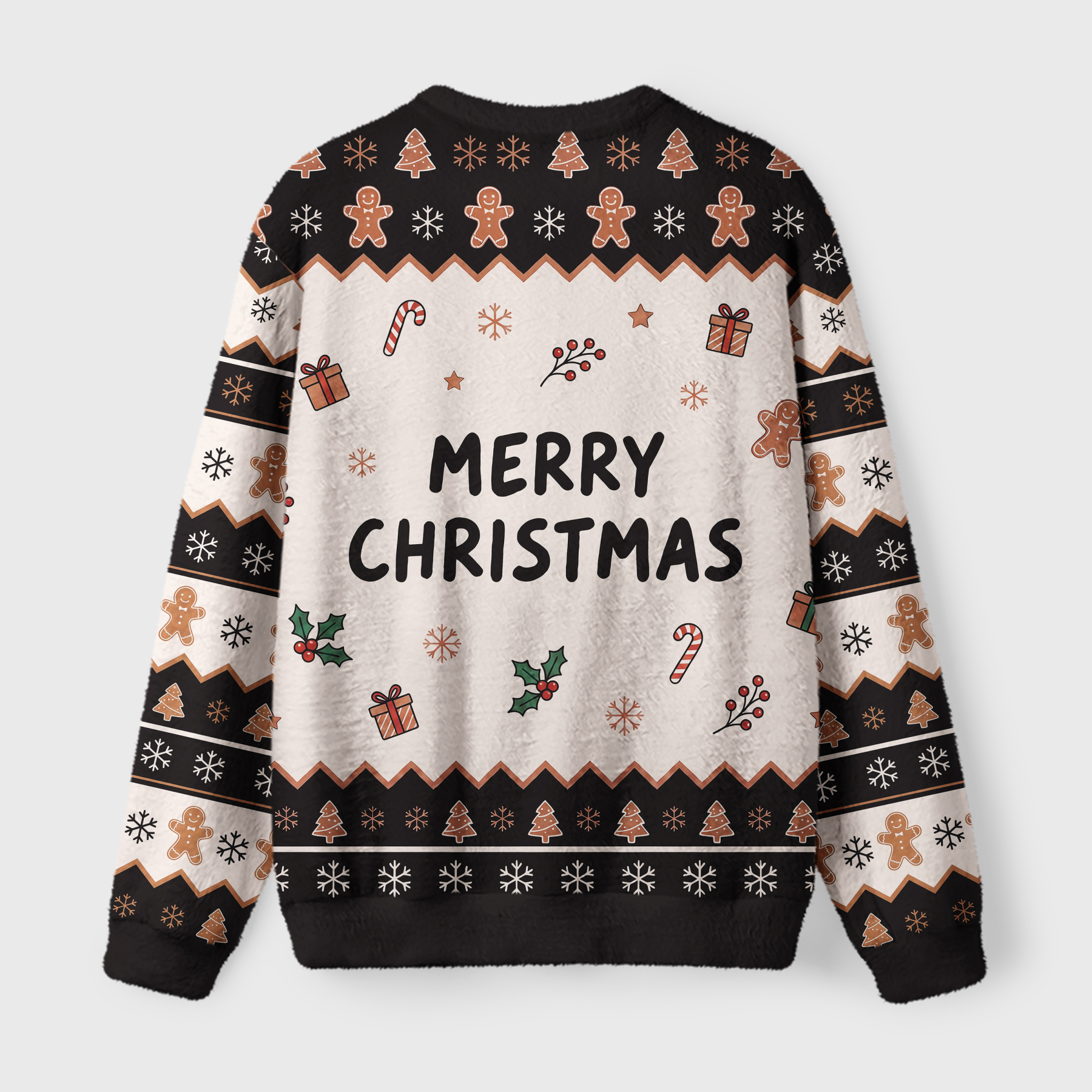 Tokyo-Tiger Funny Gingerbread Warrior Crocodile Fuzzy Christmas Ugly Sweatshirt