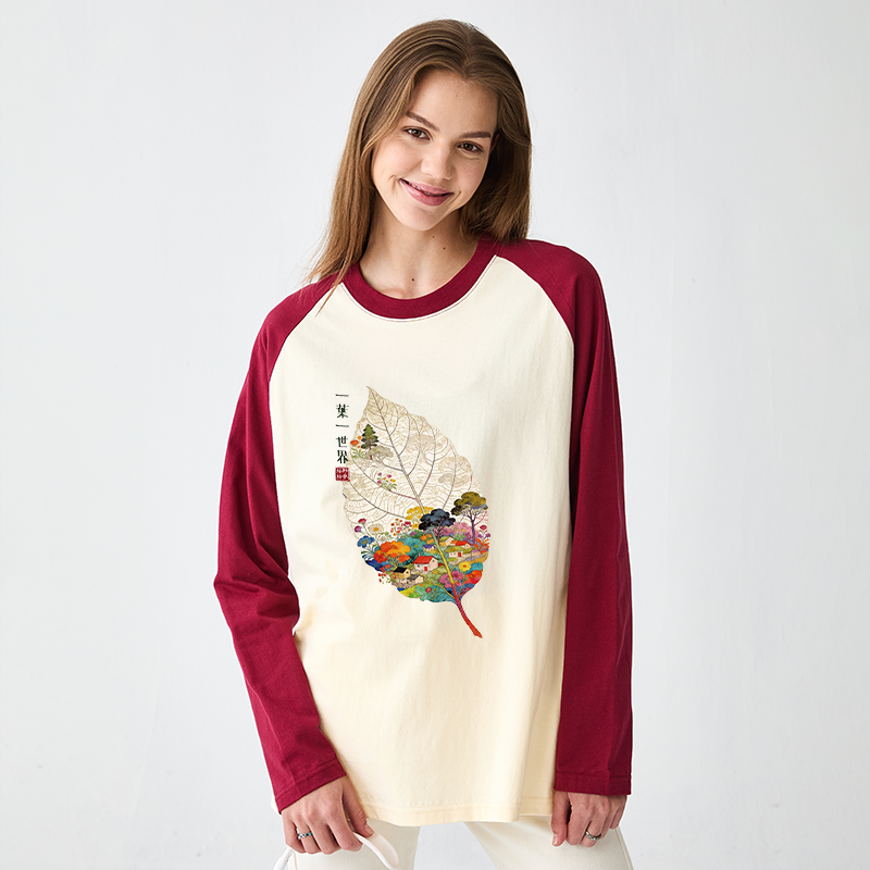 Tokyo-Tiger One Leaf Holds A Tiny Colorful World Raglan Long Sleeve T-shirt