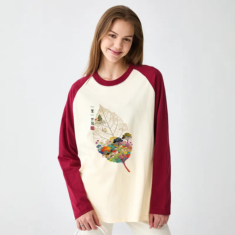Tokyo-Tiger One Leaf Holds A Tiny Colorful World Raglan Long Sleeve T-shirt