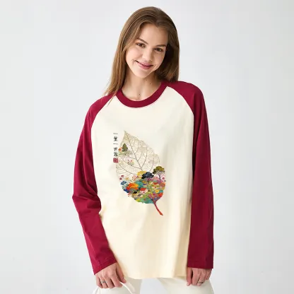 Tokyo-Tiger One Leaf Holds A Tiny Colorful World Raglan Long Sleeve T-shirt