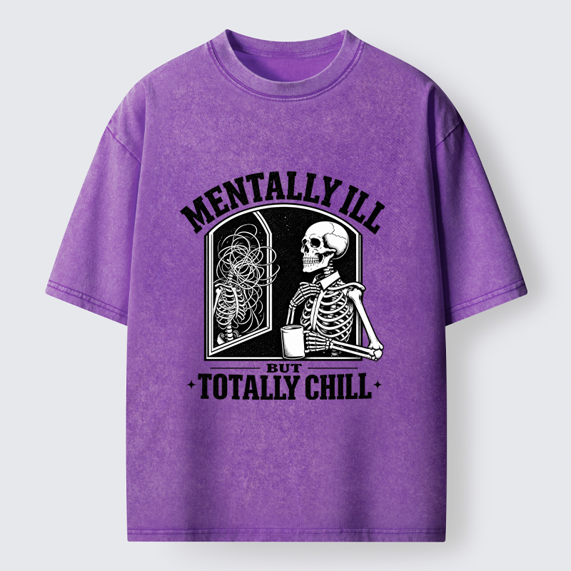 Tokyo‑Tiger Chill Crazy Skeleton Meme Washed T‑Shirt