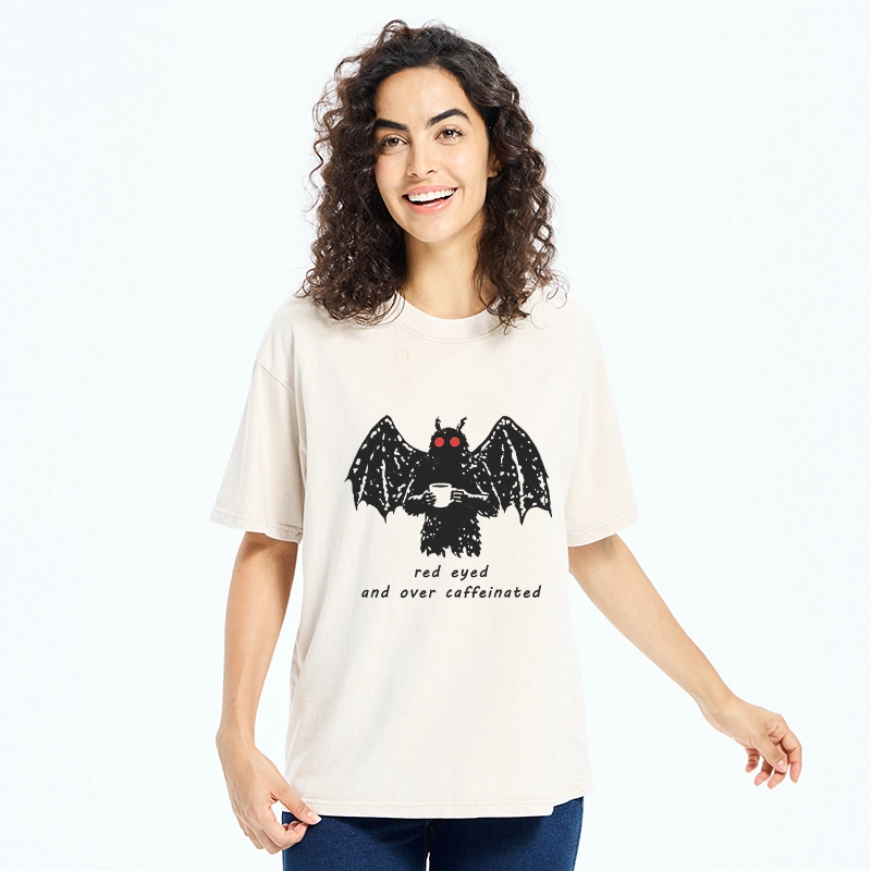 Tokyo-Tiger Mothman Needs Coffee Energy Washed T-Shirt