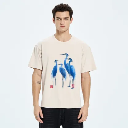 Tokyo-Tiger Flocks Of Great Blue Herons Washed T-Shirt