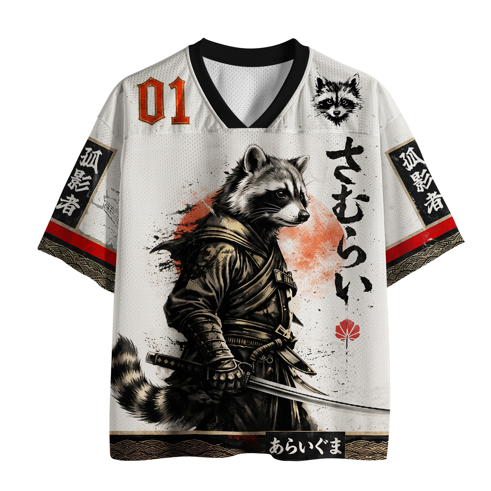 Tokyo-Tiger Retro Samurai Raccoon Mesh Jersey