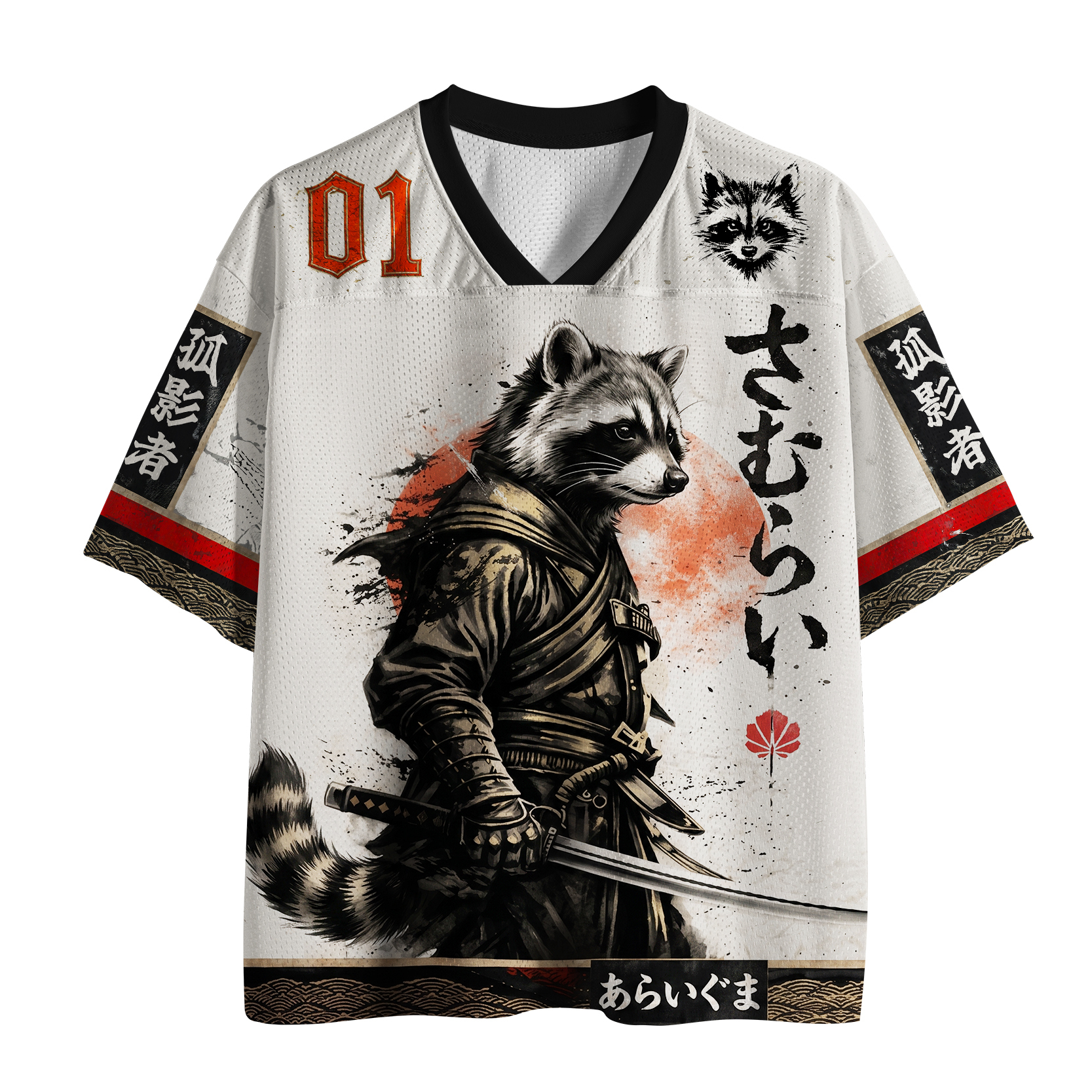 Tokyo-Tiger Retro Samurai Raccoon Mesh Jersey Sale