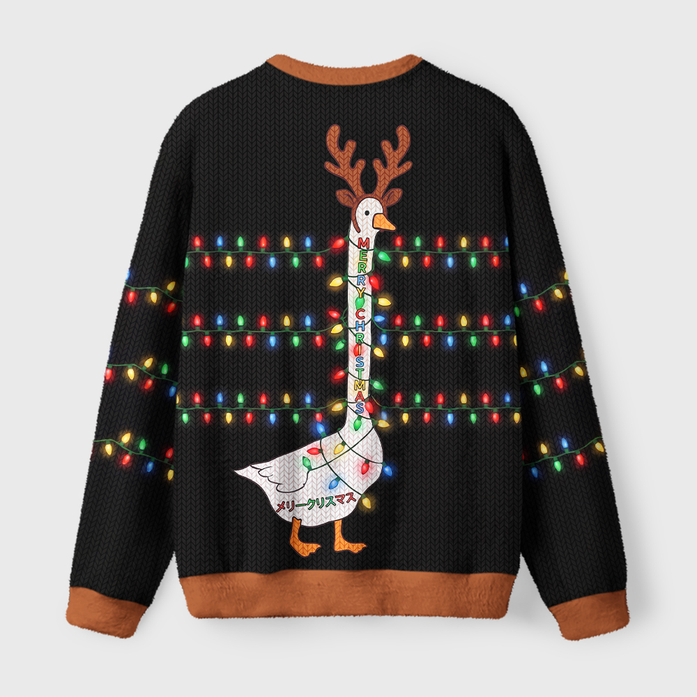 Tokyo-Tiger Funny Christmas Goose Fuzzy Christmas Ugly Sweatshirt
